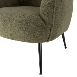 Fauteuil forme cabriolet tissu bouclette vert kaki TIM