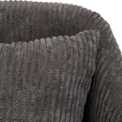 Fauteuil gris anthracite en velours côtelé TIM