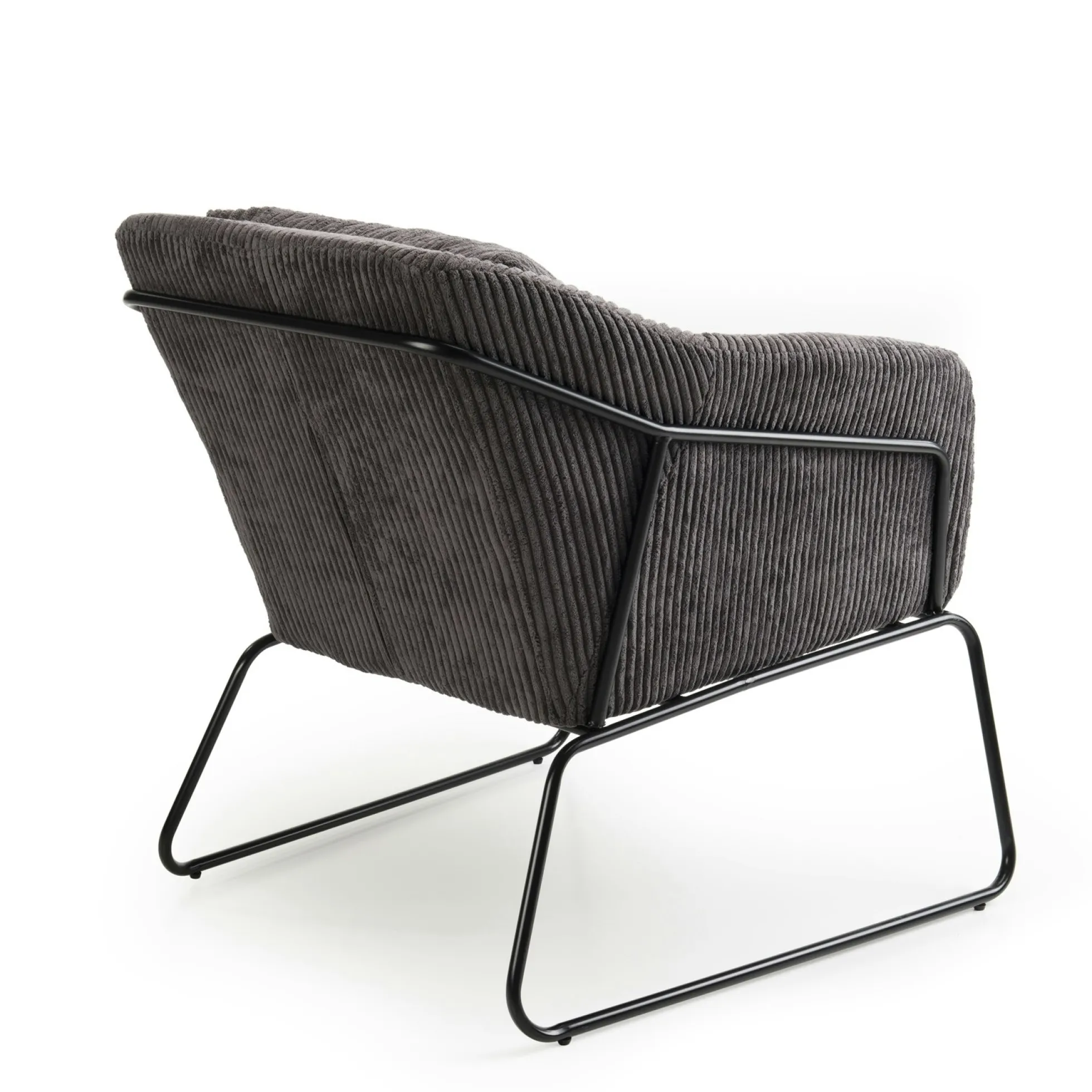 Fauteuil gris anthracite en velours côtelé TIM