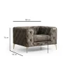 Fauteuil gris en velours capitonné DOVER