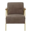 Fauteuil gris foncé en tissu avec accoudoirs bois TIM