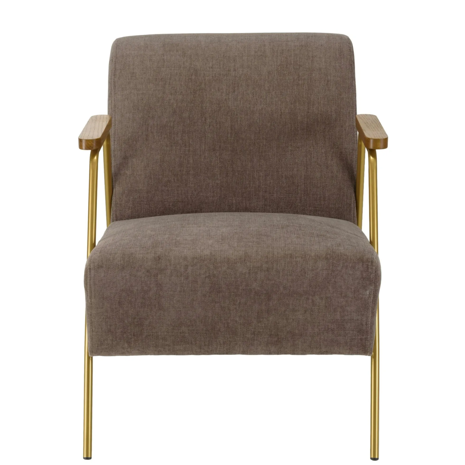 Fauteuil gris foncé en tissu avec accoudoirs bois TIM