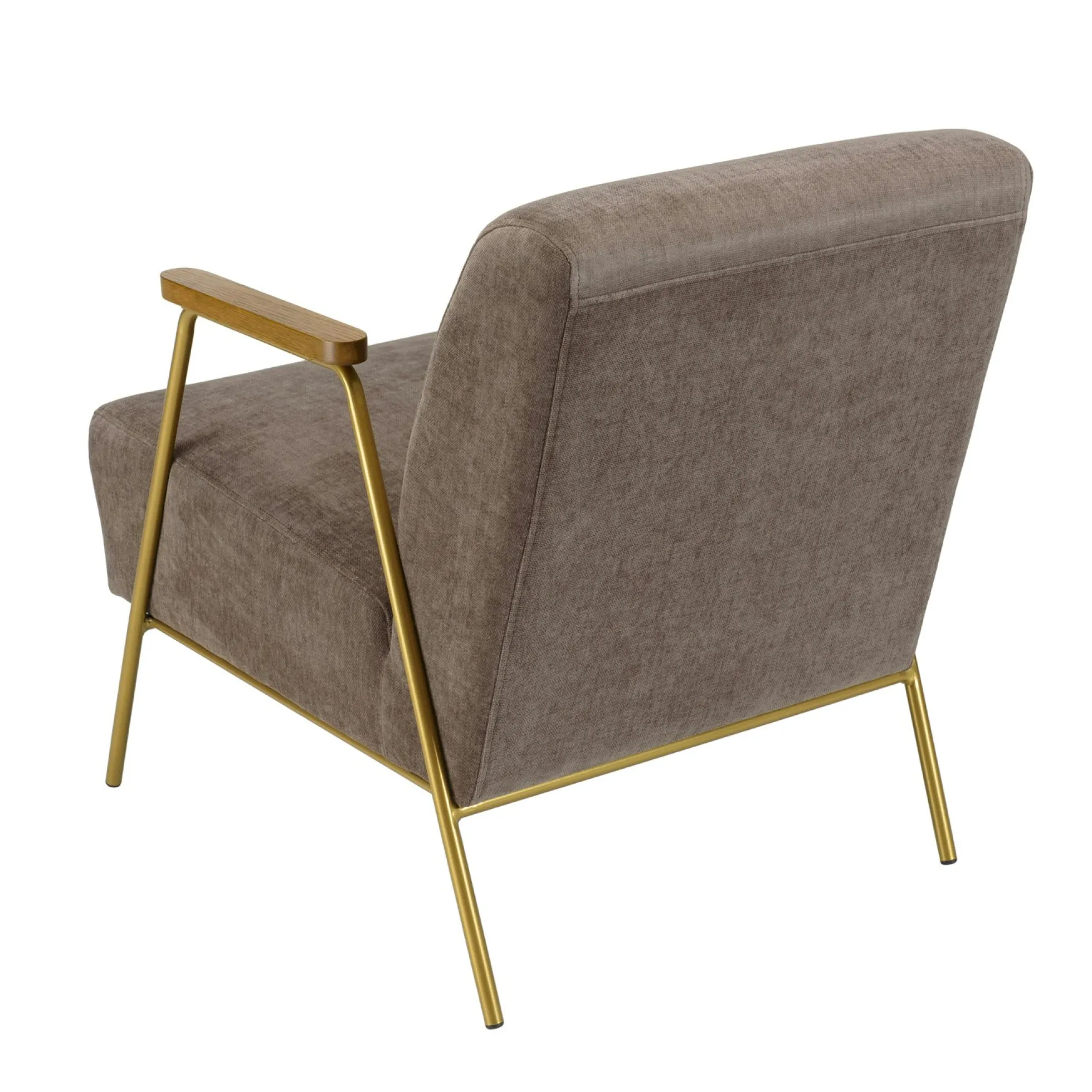 Fauteuil gris foncé en tissu avec accoudoirs bois TIM