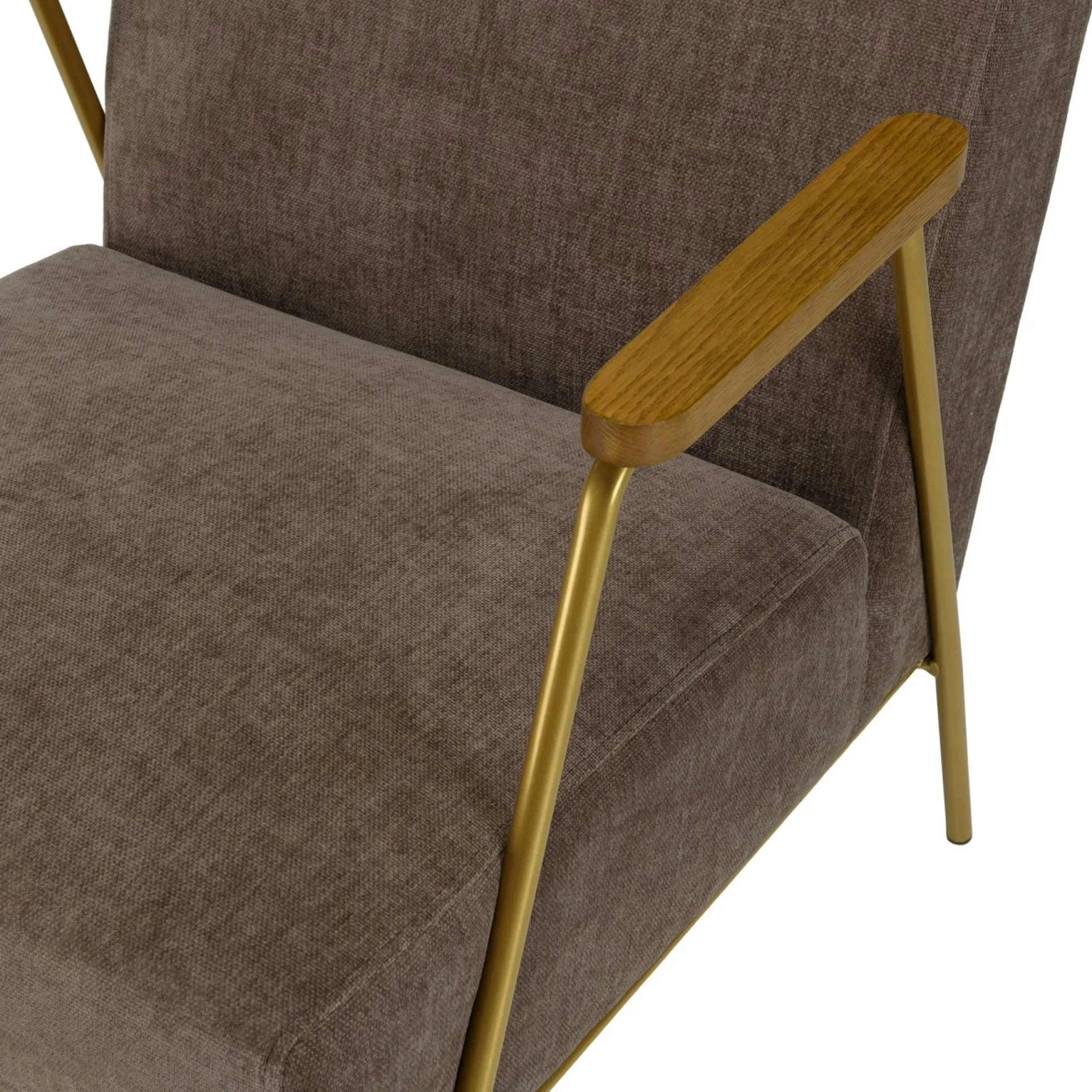 Fauteuil gris foncé en tissu avec accoudoirs bois TIM