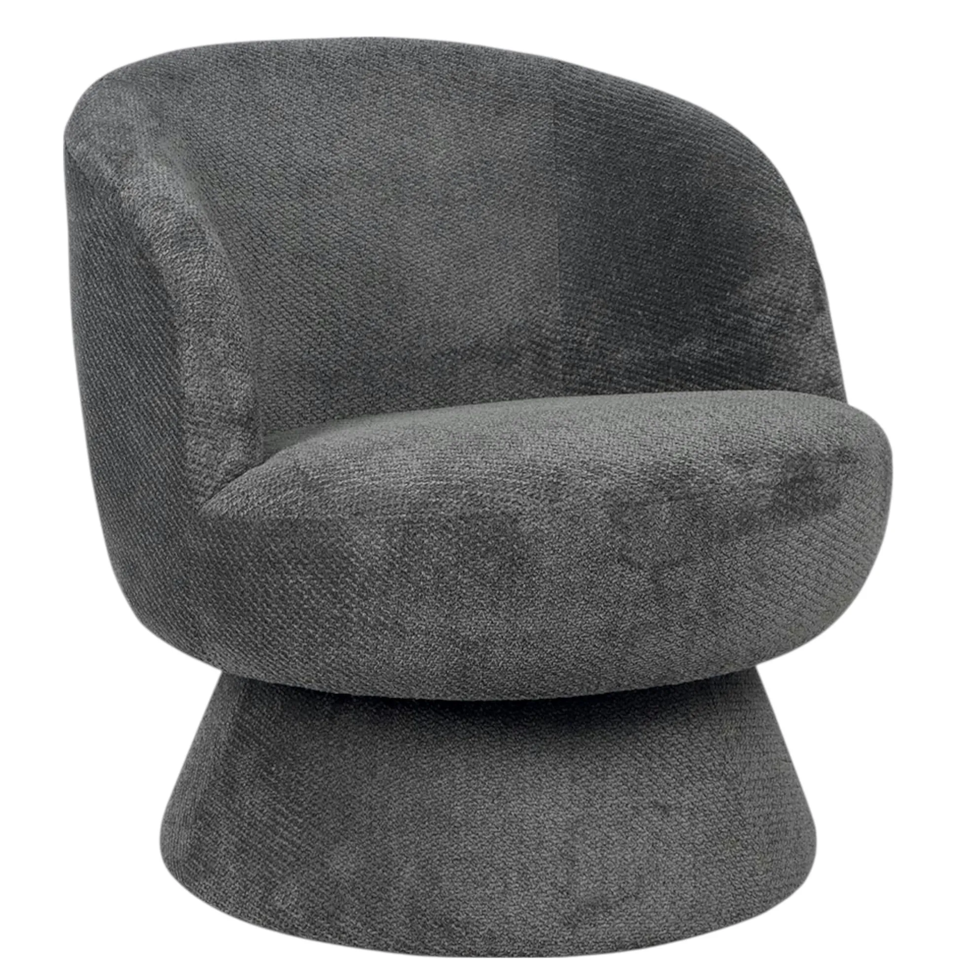Fauteuil gris pivotant - tissu chenille, style rétro IENA
