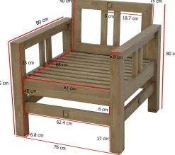 Fauteuil Hévéa 76x80x80cm TESSA