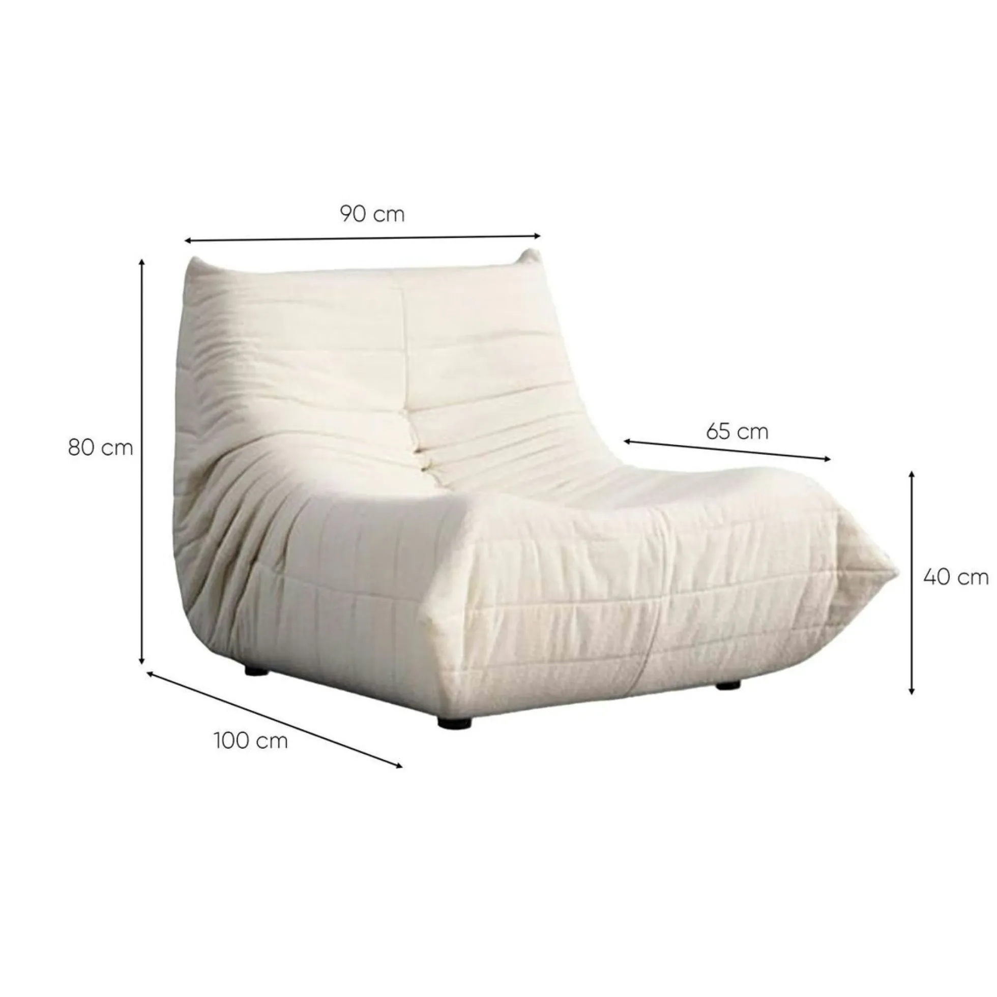Fauteuil lounge blanc plissé sans accoudoirs ARVEN
