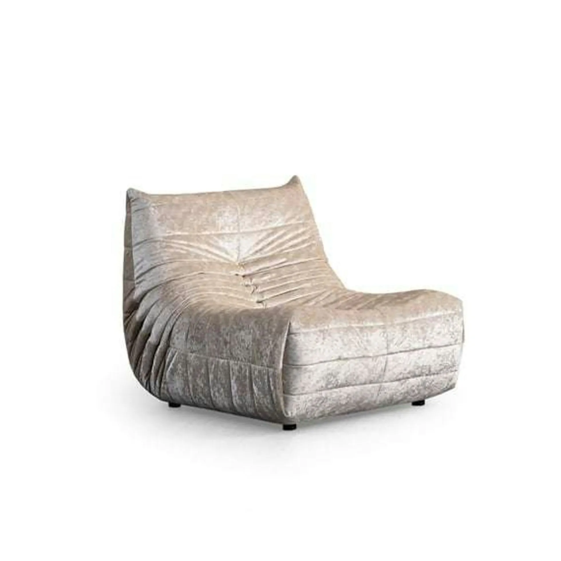 Fauteuil lounge gris clair plissé sans accoudoirs ARVEN