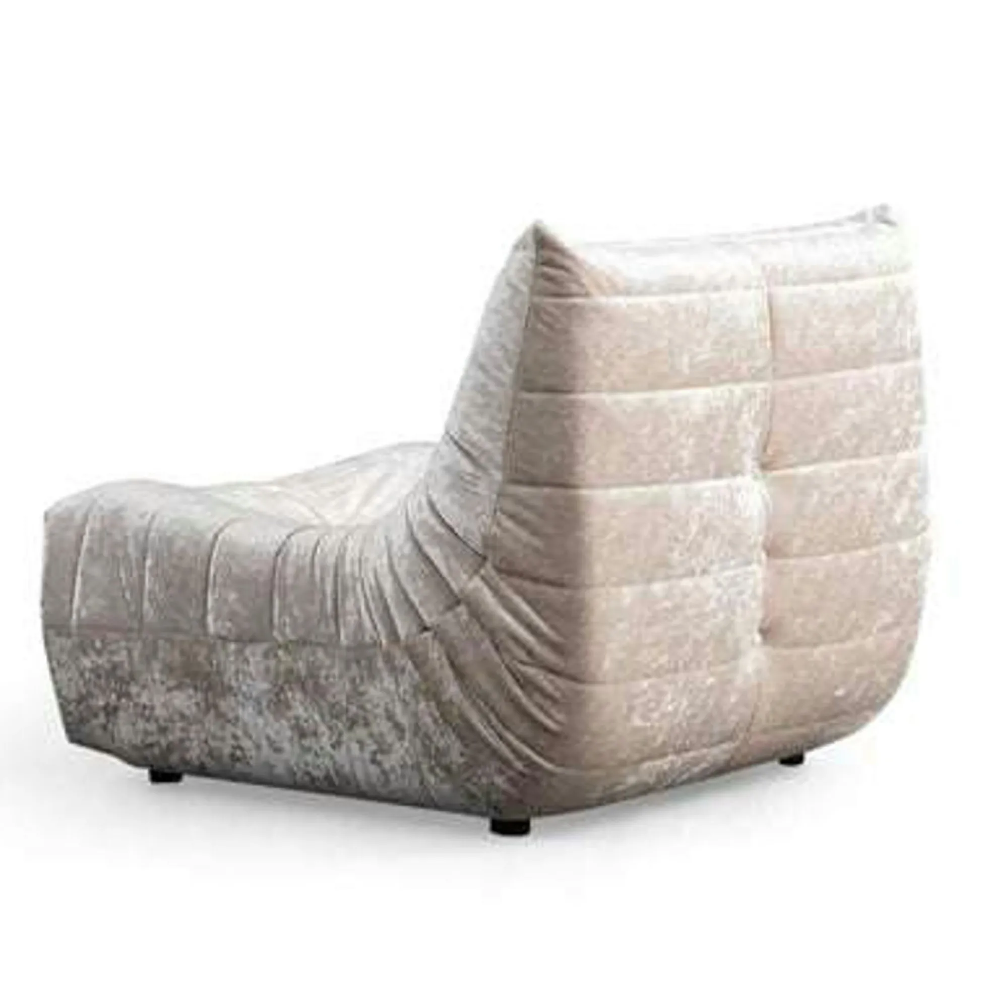 Fauteuil lounge gris clair plissé sans accoudoirs ARVEN