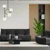 Fauteuil lounge gris sombre plissé sans accoudoirs ARVEN