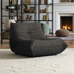 Fauteuil lounge gris sombre plissé sans accoudoirs ARVEN