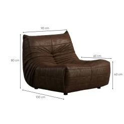 Fauteuil lounge marron plissé sans accoudoirs ARVEN
