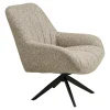 Fauteuil lounge pivotant en tissu gris chiné MONTREUX