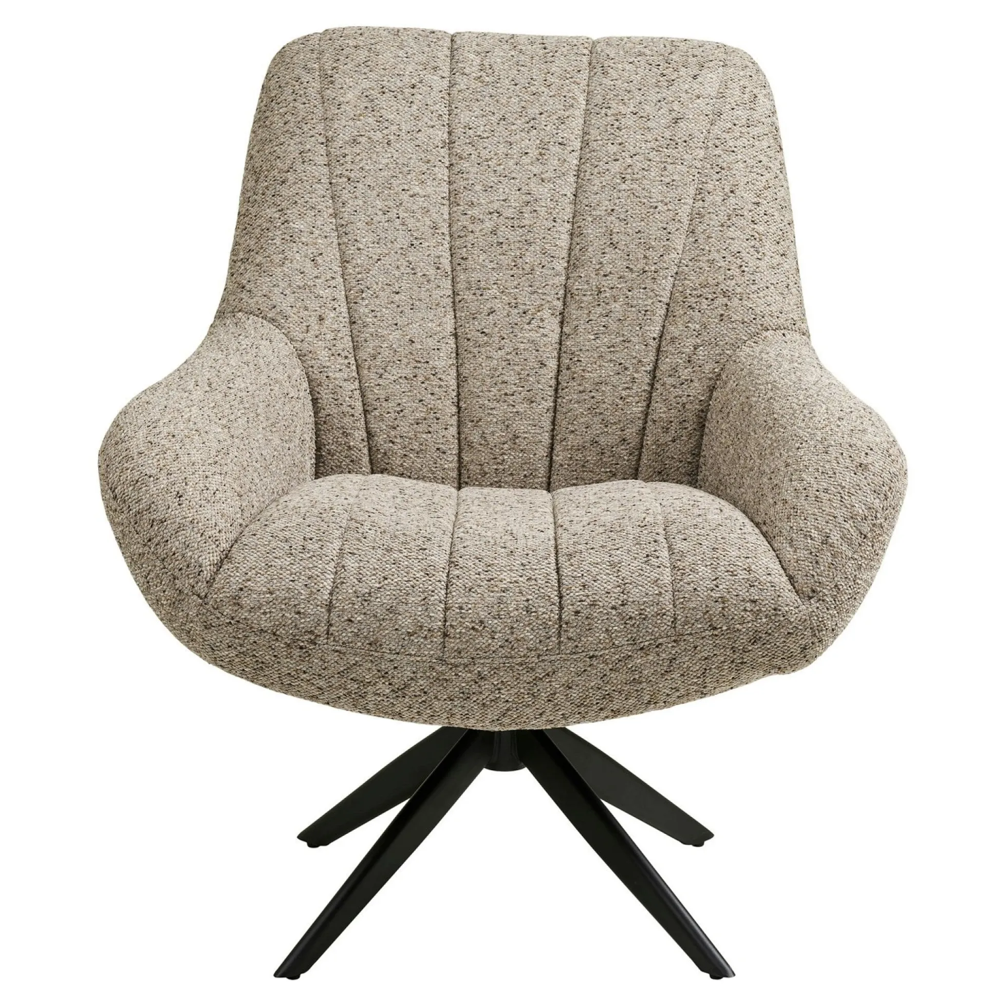 Fauteuil lounge pivotant en tissu gris chiné MONTREUX