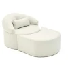 Fauteuil méridienne écru avec pouf demi-lune PATNA