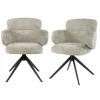 Fauteuil pivotant à ailettes en tissu doux sable (x2) CREEK