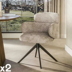 Fauteuil pivotant à ailettes en tissu doux sable (x2) CREEK