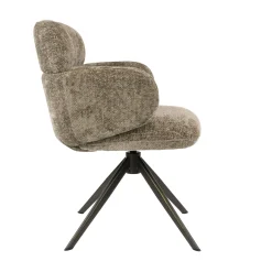 Fauteuil pivotant à ailettes tissu doux brun chaud (x2) CREEK