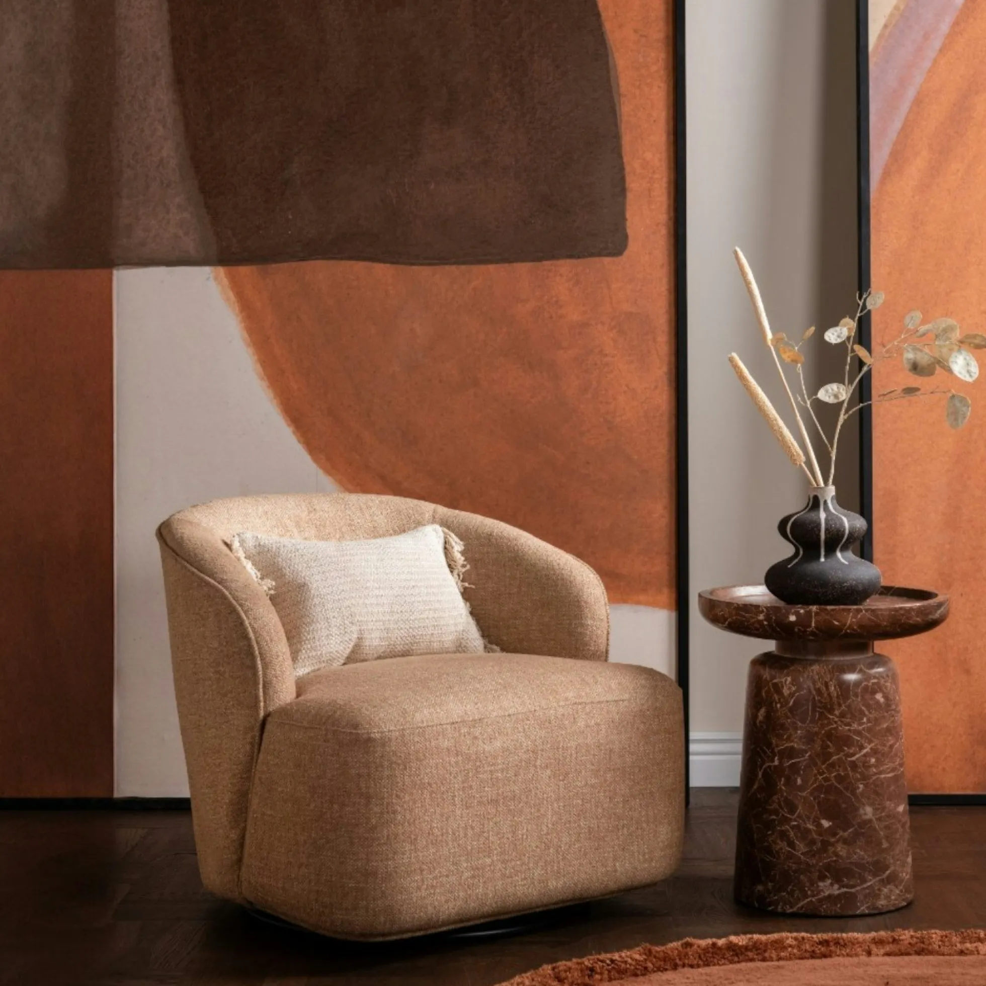 Fauteuil pivotant beige BRADFORD
