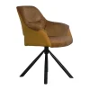 Fauteuil pivotant bi-matière, couleur moutarde (lot de 2) IENA