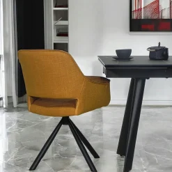 Fauteuil pivotant bi-matière, couleur moutarde (lot de 2) IENA