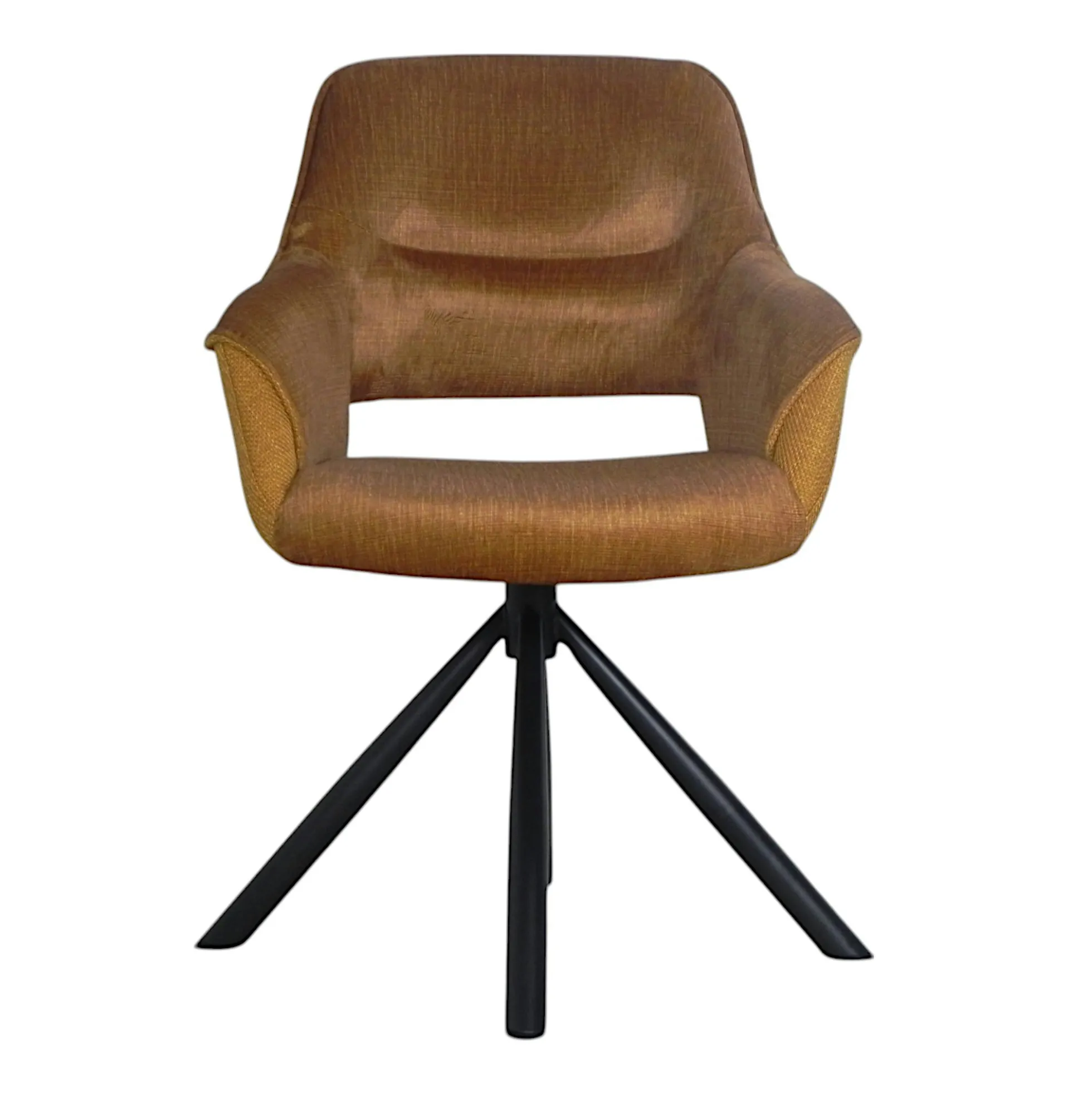 Fauteuil pivotant bi-matière, couleur moutarde (lot de 2) IENA