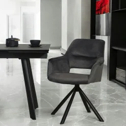 Fauteuil pivotant bi-matière, couleur grise (lot de 2) IENA