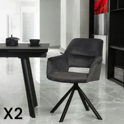 Fauteuil pivotant bi-matière, couleur grise (lot de 2) IENA