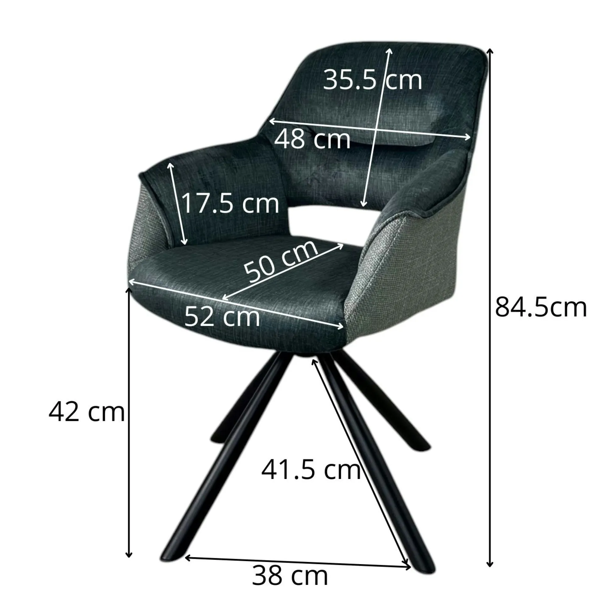 Fauteuil pivotant bi-matière, couleur verte (lot de 2) IENA