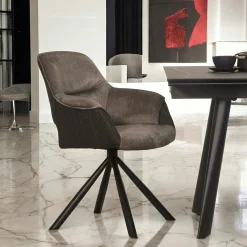 Fauteuil pivotant bi-matière, couleur taupe (lot de 2) IENA
