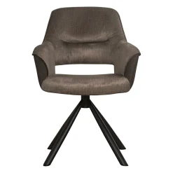 Fauteuil pivotant bi-matière, couleur taupe (lot de 2) IENA