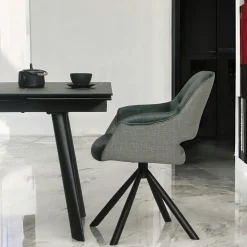Fauteuil pivotant bi-matière, couleur lagon (lot de 2) IENA