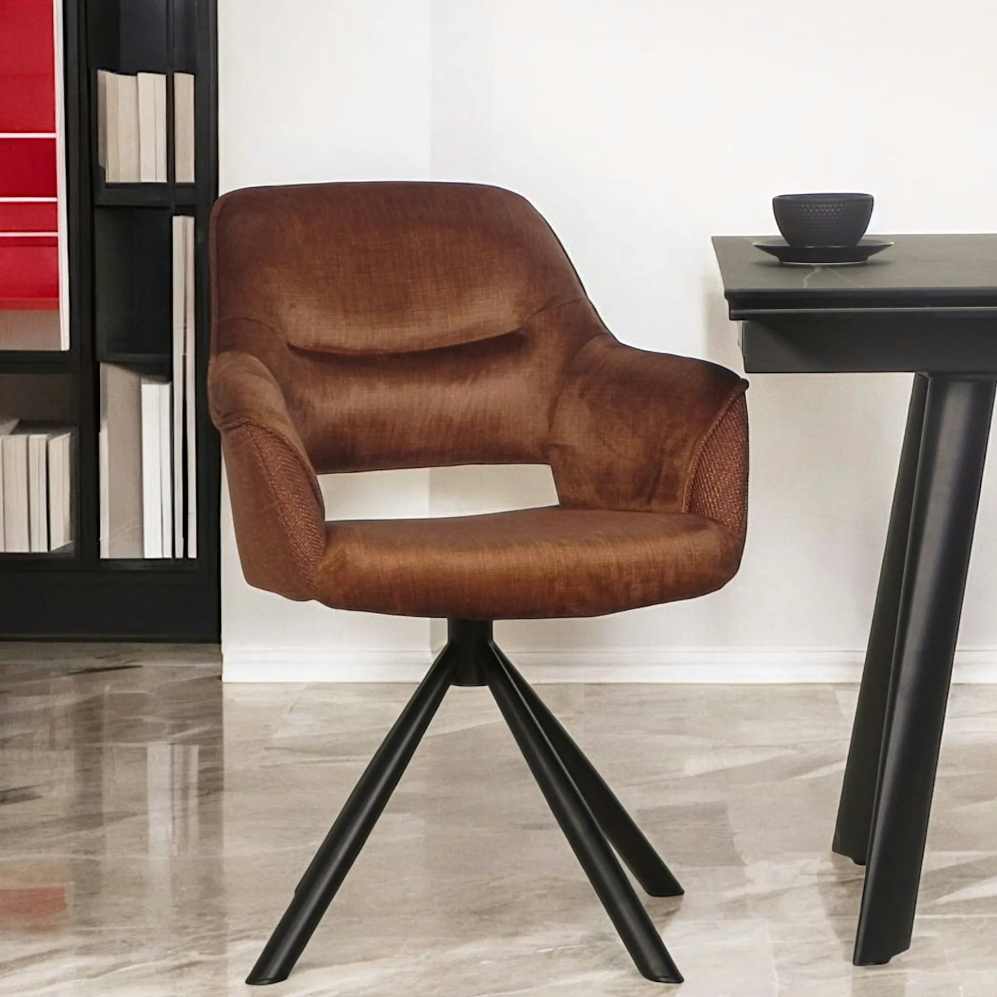 Fauteuil pivotant bi-matière, couleur cuivre (lot de 2) IENA
