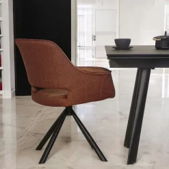 Fauteuil pivotant bi-matière, couleur cuivre (lot de 2) IENA
