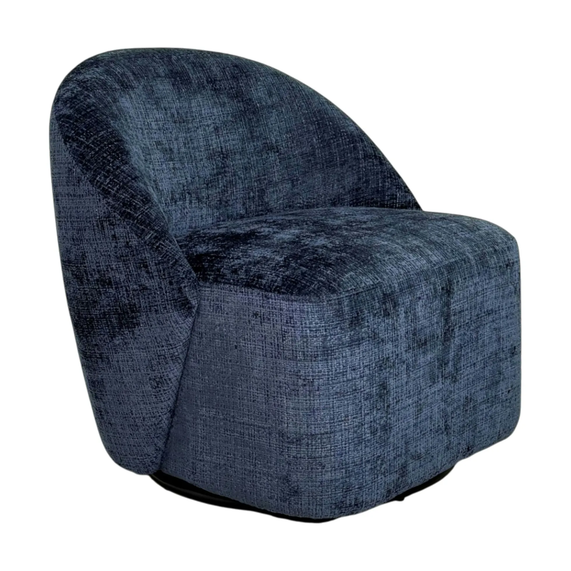 Fauteuil pivotant bleu nuit dossier rond tissu texturé IENA
