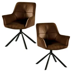 Fauteuil pivotant contemporain microfibre havane (lot de 2) IENA