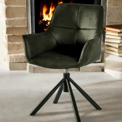 Fauteuil pivotant contemporain microfibre grise (lot de 2) IENA