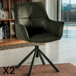 Fauteuil pivotant contemporain microfibre grise (lot de 2) IENA