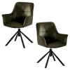 Fauteuil pivotant contemporain microfibre kaki (lot de 2) IENA
