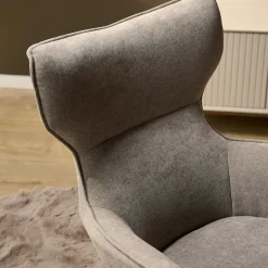 Fauteuil pivotant design en tissu taupe BELORA