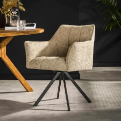 Fauteuil pivotant de table en bouclette sable (lot de 2) MELBOURNE