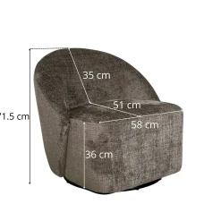 Fauteuil pivotant gris bleu dossier rond tissu texturé IENA