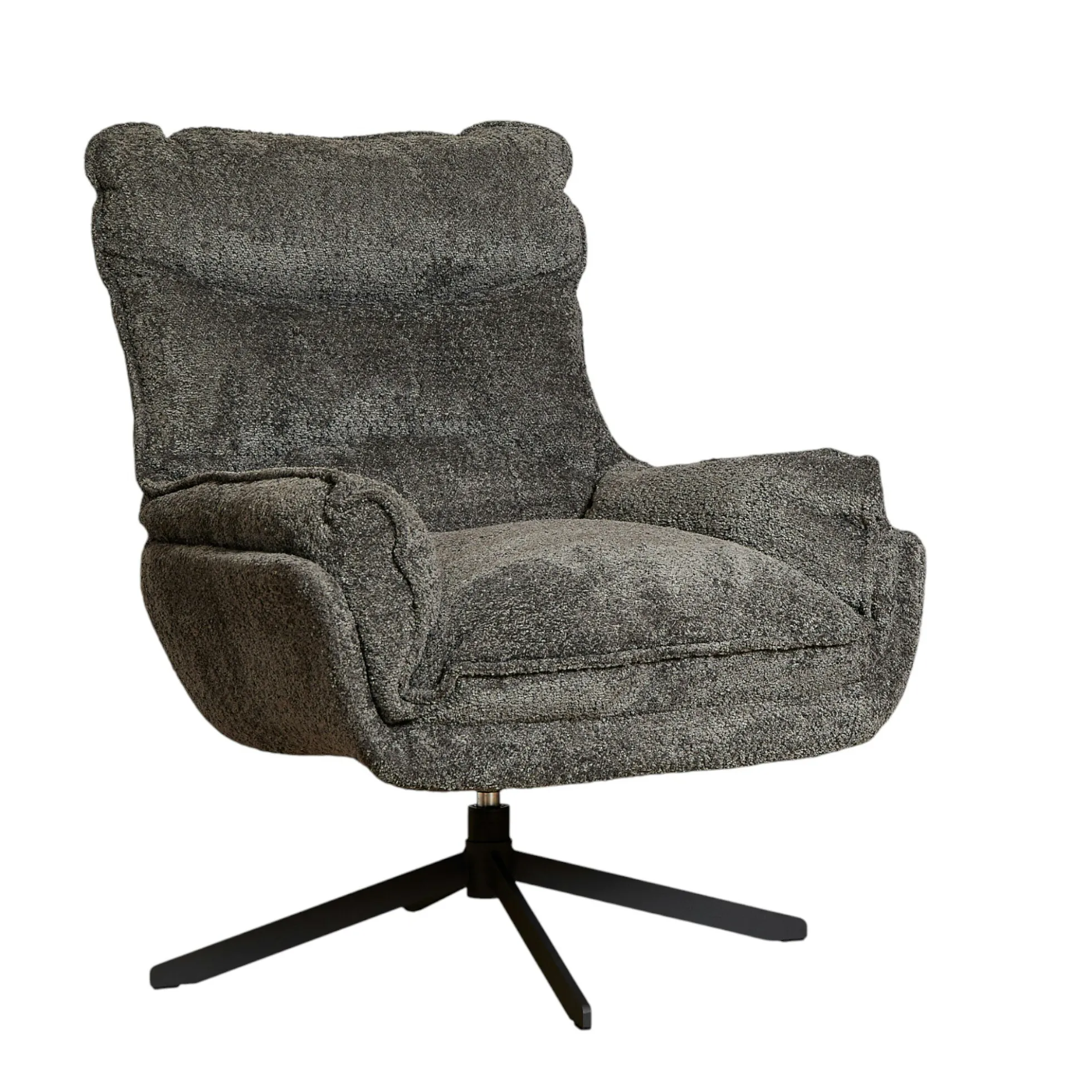 Fauteuil pivotant gris foncé en tissu bouclette BELORA