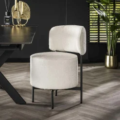 Fauteuil pivotant rond en bouclette blanche (lot de 2) GALWAY