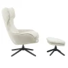 Fauteuil pivotant taupe avec repose-pieds BELORA