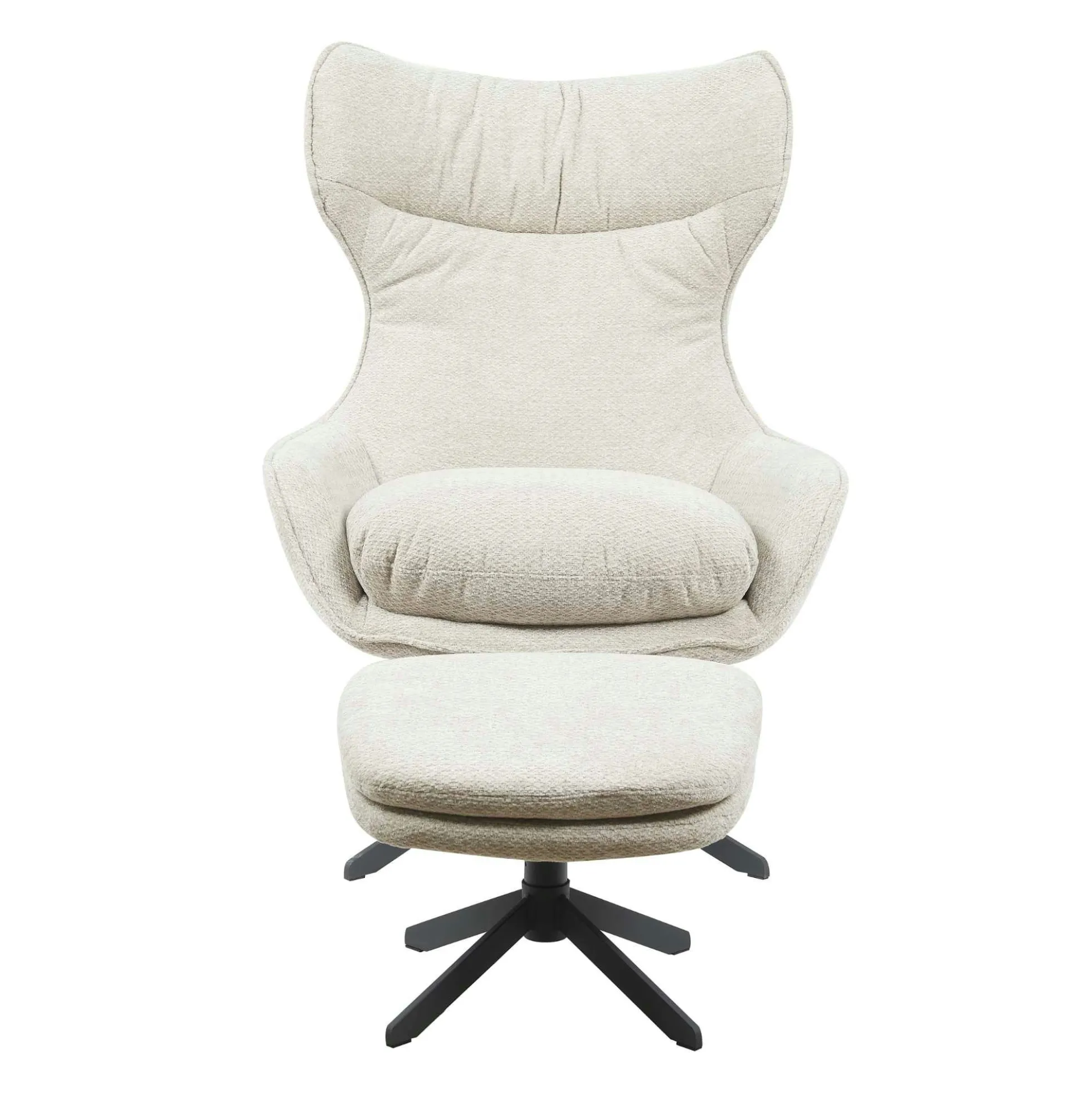 Fauteuil pivotant taupe avec repose-pieds BELORA