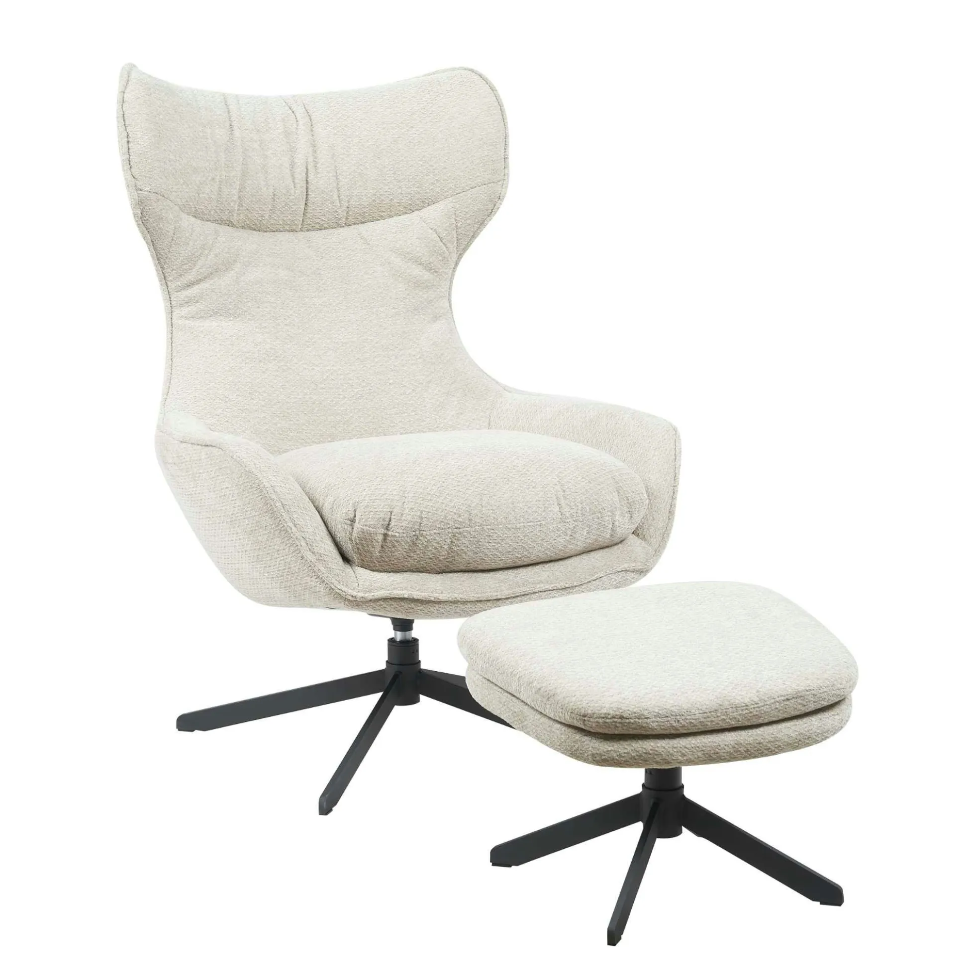 Fauteuil pivotant taupe avec repose-pieds BELORA