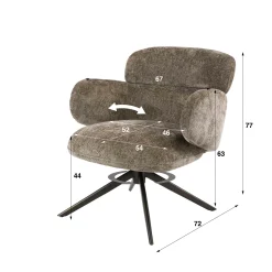 Fauteuil pivotant tissu brun chaud à retour automatique CREEK