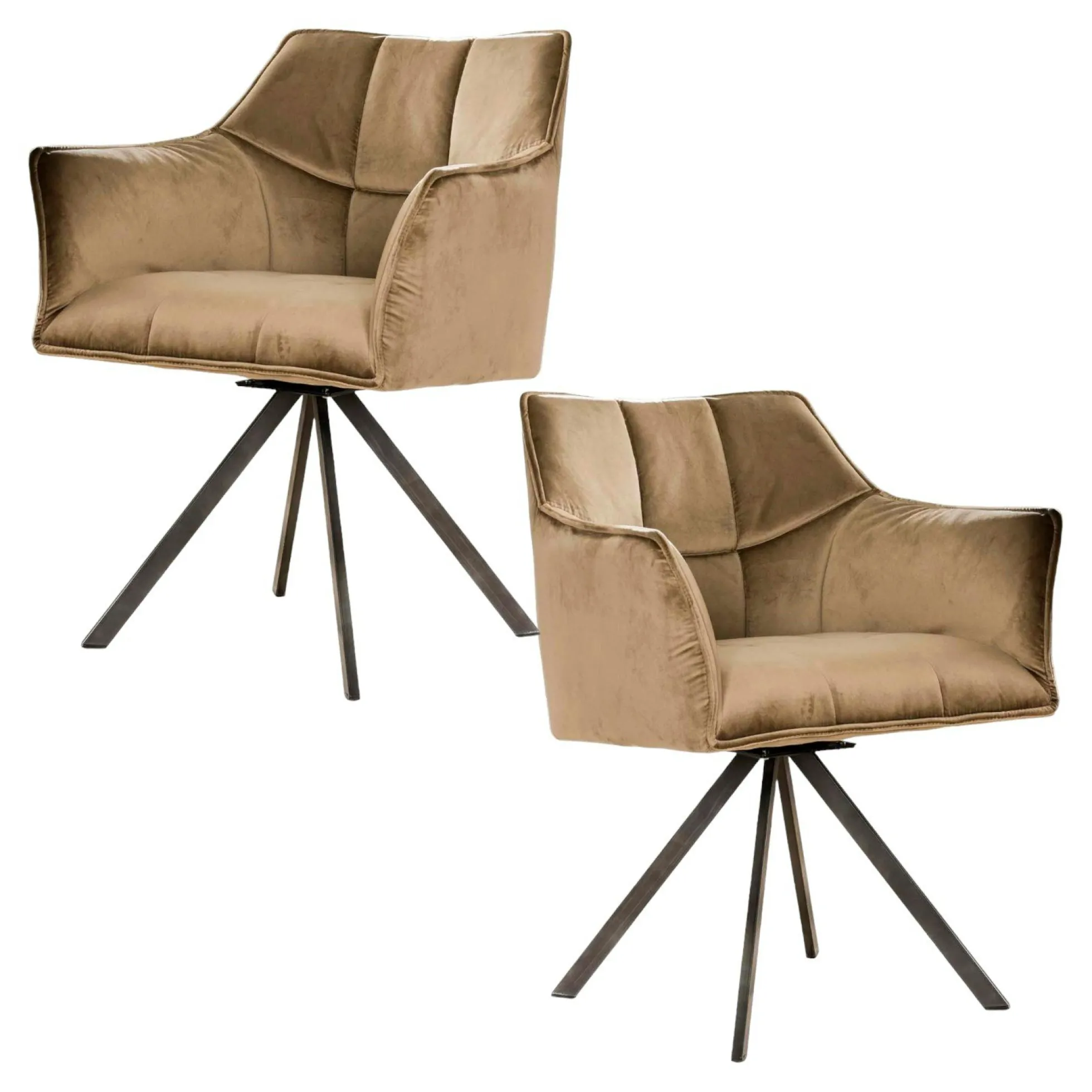 Fauteuil pivotant velours beige pied étoile MELBOURNE (lot de 2)