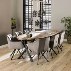 Fauteuil pivotant velours gris pied étoile MELBOURNE (lot de 2)